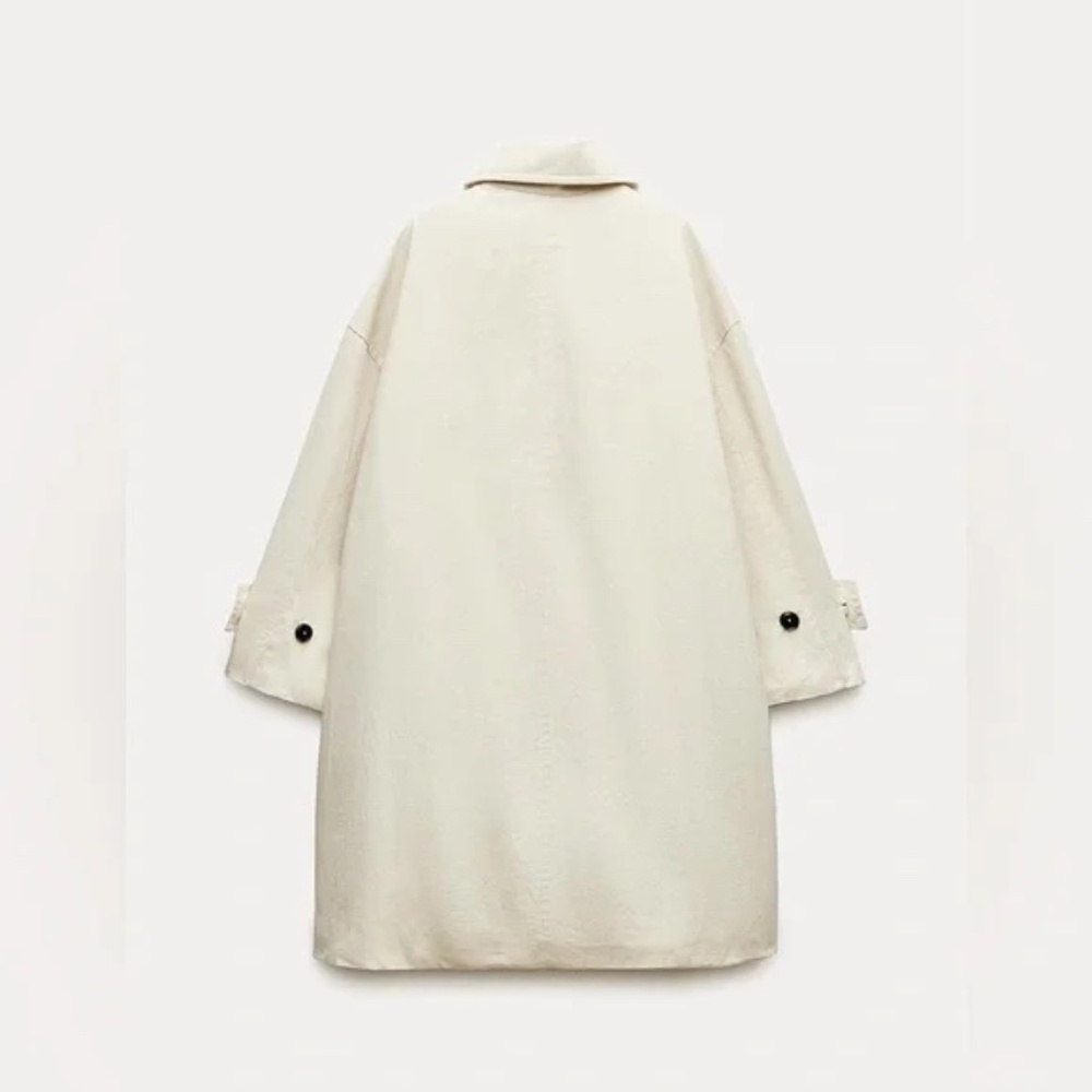Zara Pocket Trench Coat in Ecru - Picture 2 of 11